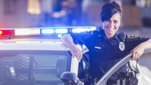 Smiling female police officer