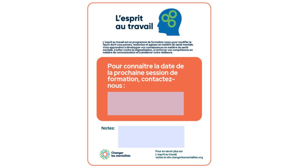 L'esprit au travail - affiche à remplir pour les informations de contact